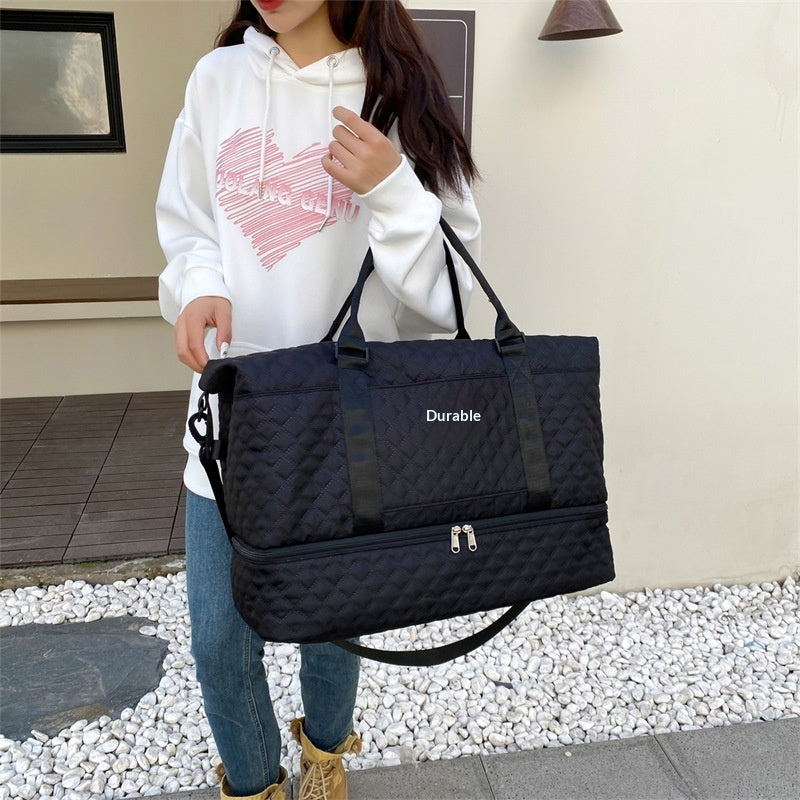 Bolso bandolera de viaje acolchado bordado con asa de hilo y gran capacidad