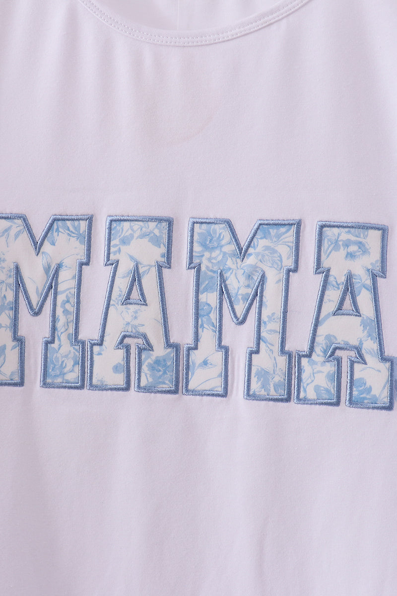 Top mamá e hija con aplique de lazo blanco MAMA