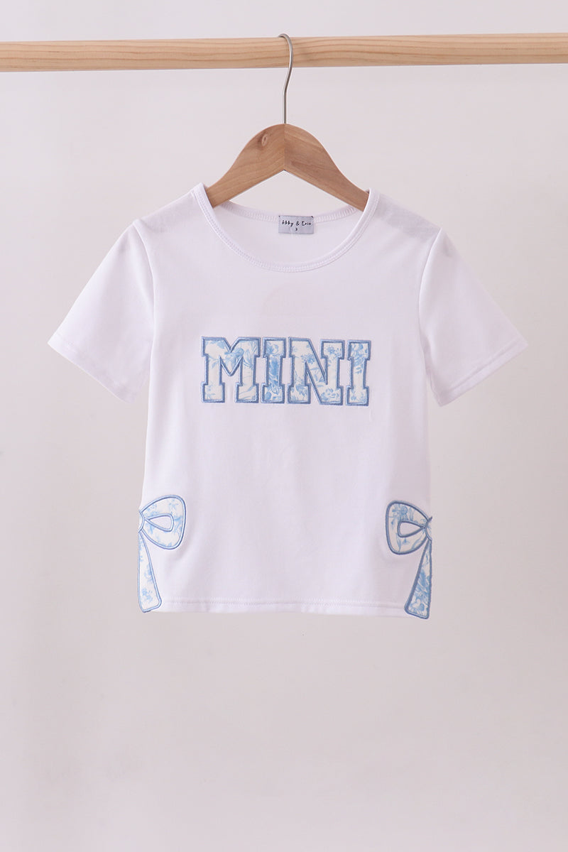 Top mamá e hija con aplique de lazo blanco MAMA