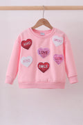 Sudadera de felpa rosa con lentejuelas de corazón, amor, sonrisa para mamá e hija