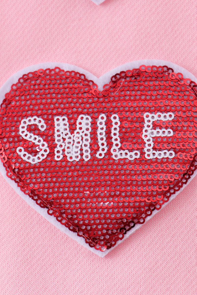 Sudadera de felpa rosa con lentejuelas de corazón, amor, sonrisa para mamá e hija