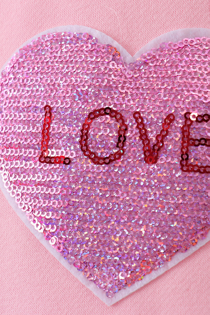 Sudadera de felpa rosa con lentejuelas de corazón, amor, sonrisa para mamá e hija