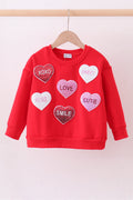 Sudadera de felpa con lentejuelas de corazón rojo amor y sonrisa para mamá e hija
