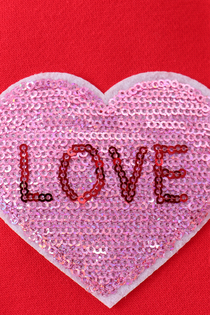 Sudadera de felpa con lentejuelas de corazón rojo amor y sonrisa para mamá e hija