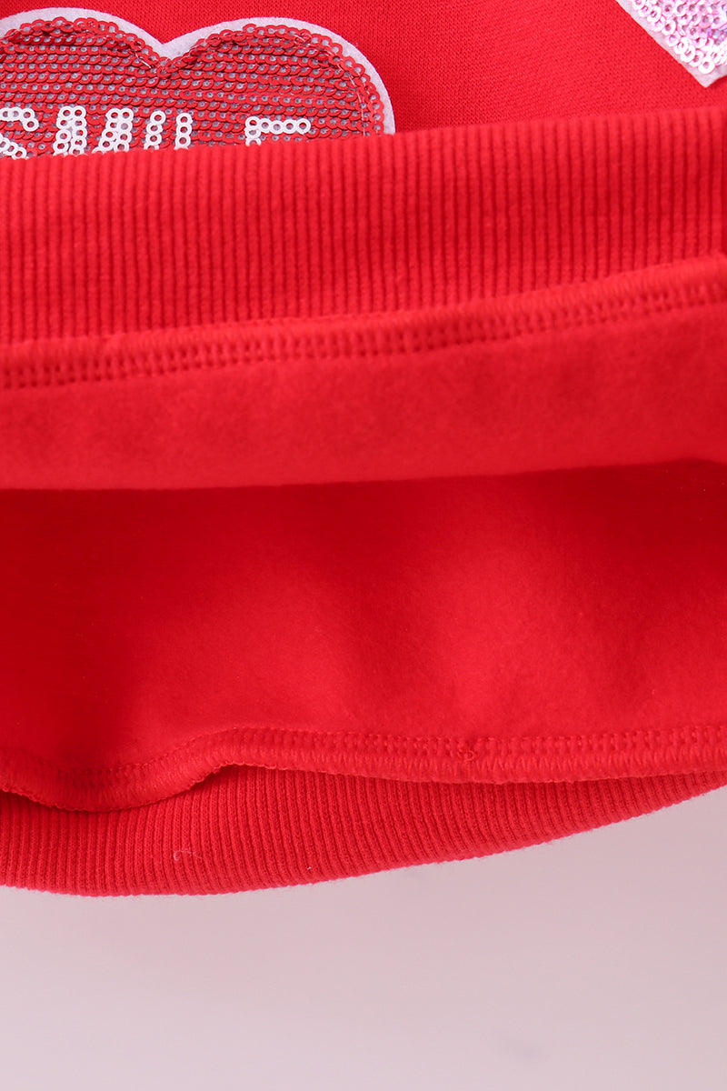 Sudadera de felpa con lentejuelas de corazón rojo amor y sonrisa para mamá e hija