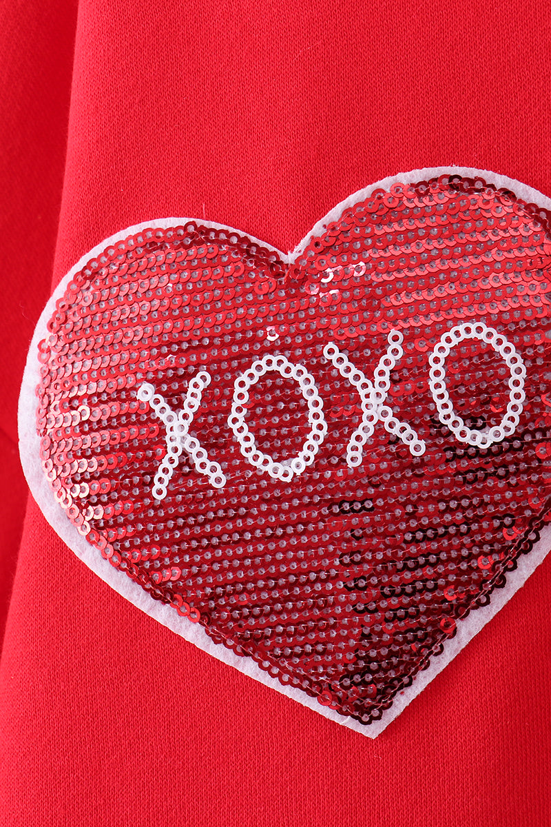 Sudadera de felpa con lentejuelas de corazón rojo amor y sonrisa para mamá e hija
