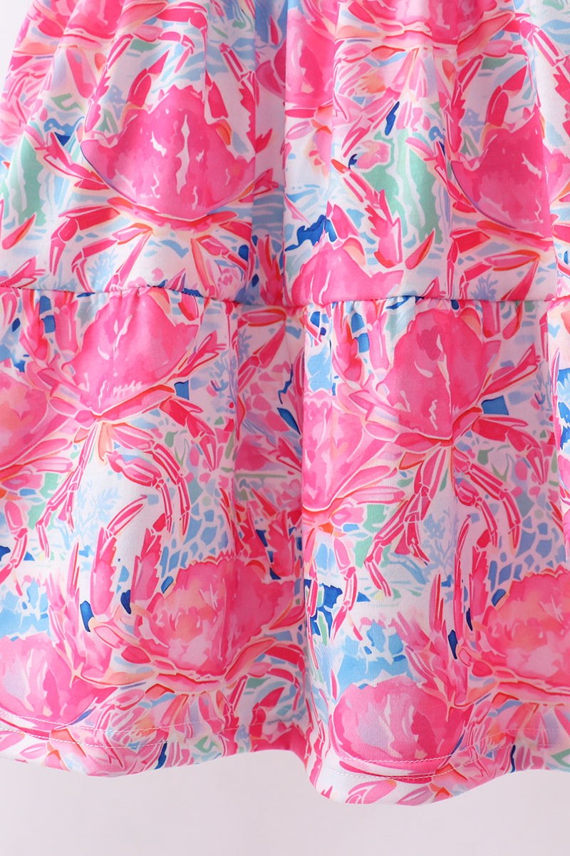 Vestido escalonado rosa floral fruncido con volantes para mamá e hija