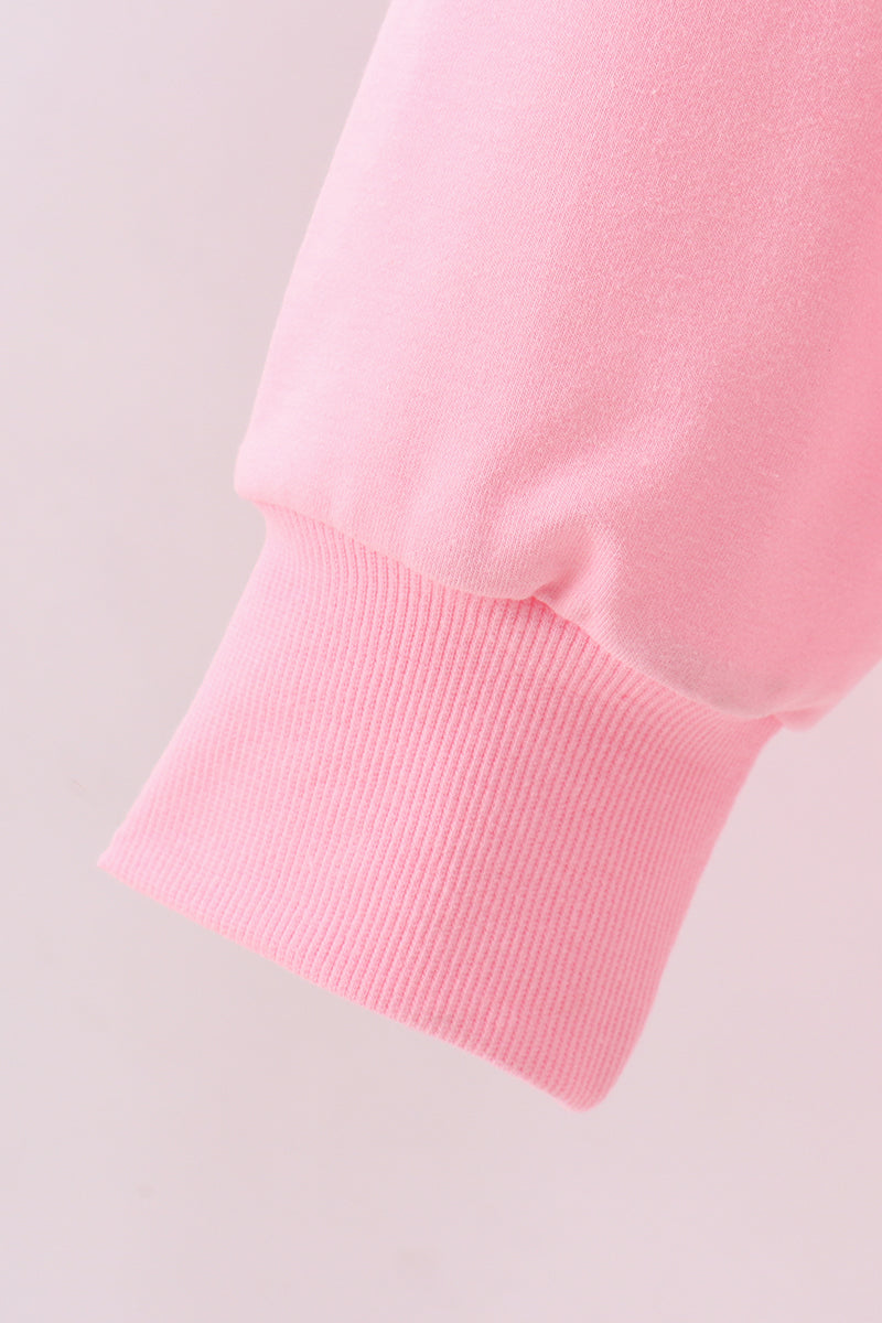Sudadera mamá y yo con lazo rosa cosido a mano