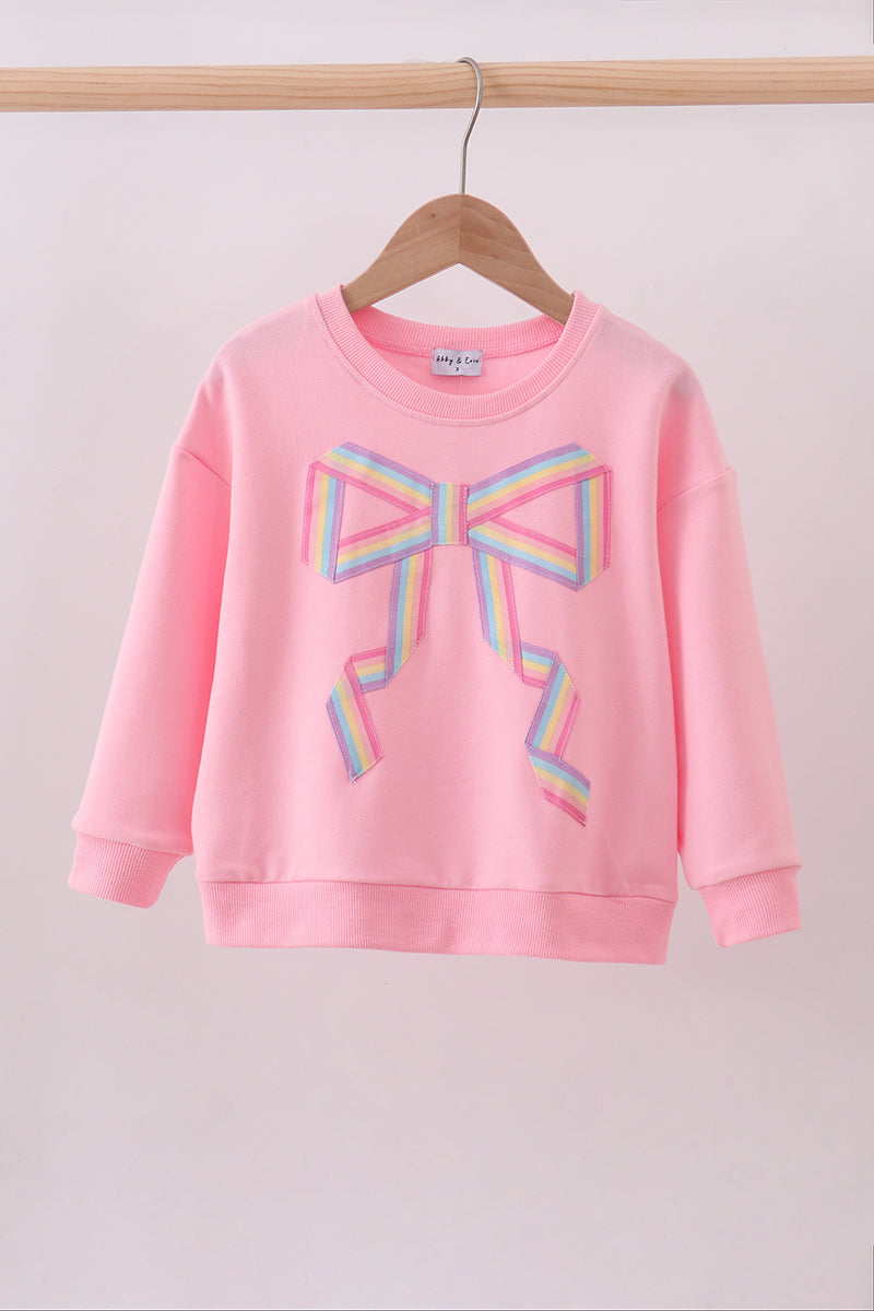Sudadera mamá y yo con lazo rosa cosido a mano