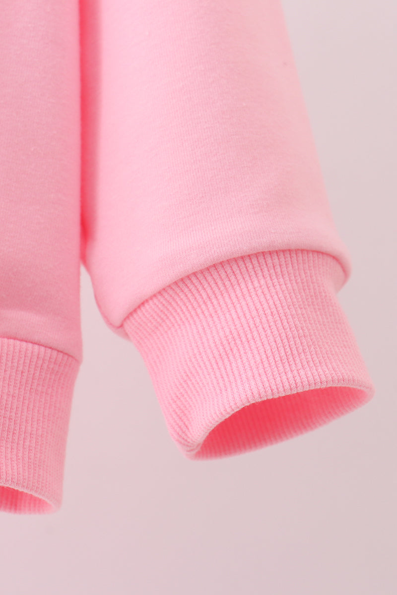 Sudadera mamá y yo con lazo rosa cosido a mano