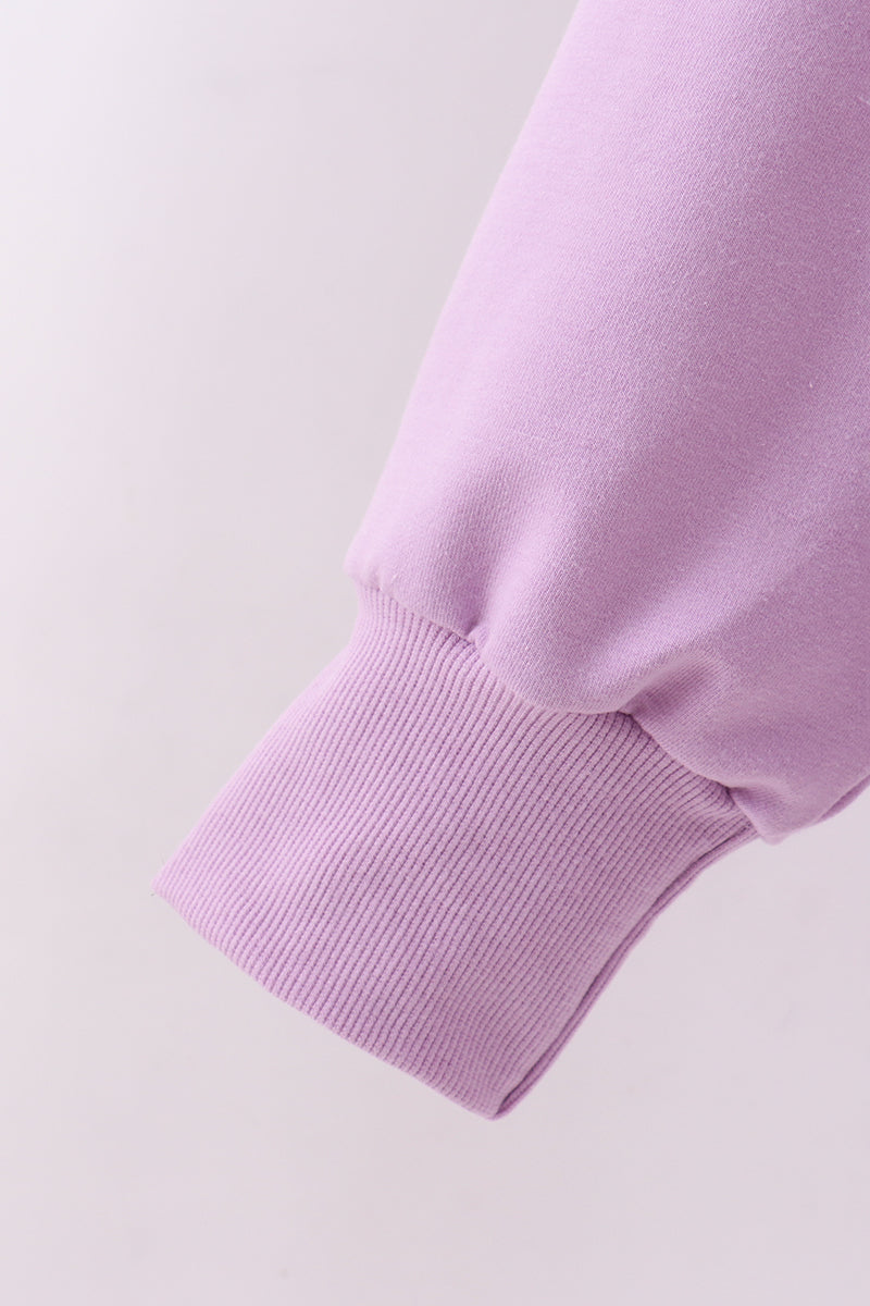 Sudadera morada cosida a mano con lazo, "mamá y yo"