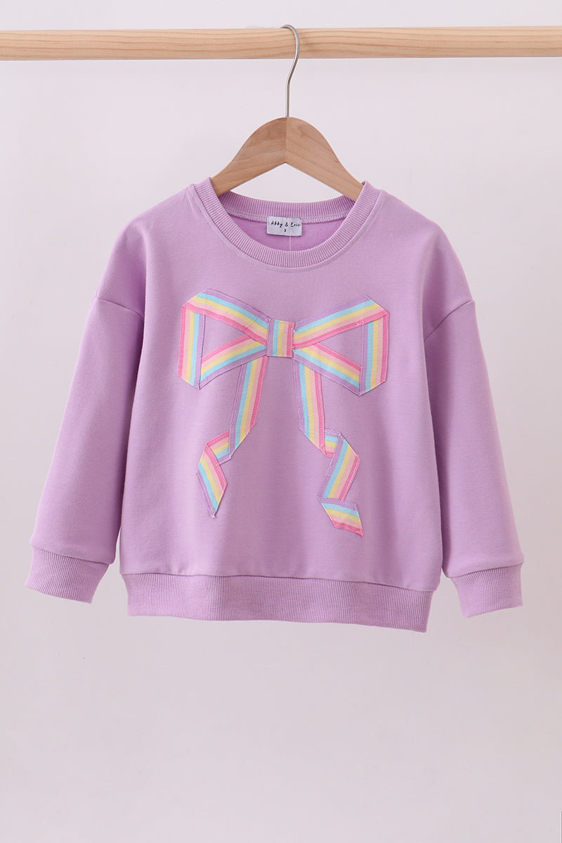 Sudadera morada cosida a mano con lazo, "mamá y yo"