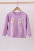 Sudadera morada cosida a mano con lazo, "mamá y yo"