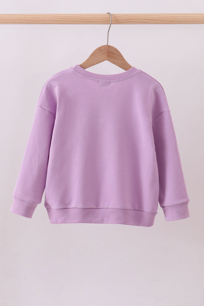 Sudadera morada cosida a mano con lazo, "mamá y yo"