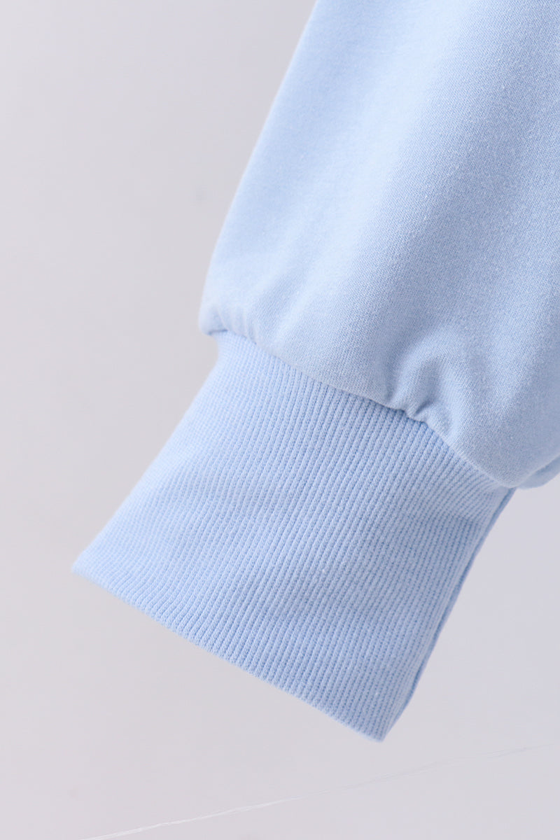 Sudadera azul hecha a mano con lazo para mamá y yo