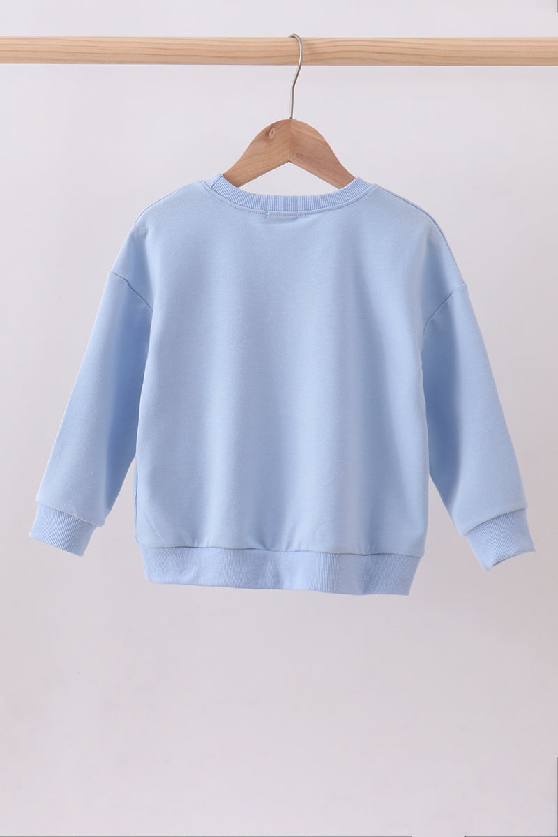Sudadera azul hecha a mano con lazo para mamá y yo