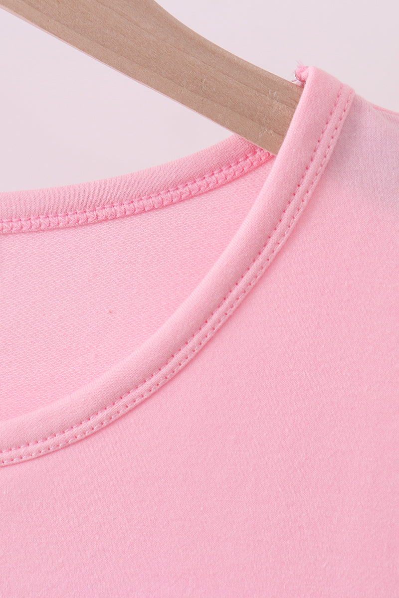 Top rosa con moño, lentejuelas, para mamá e hija
