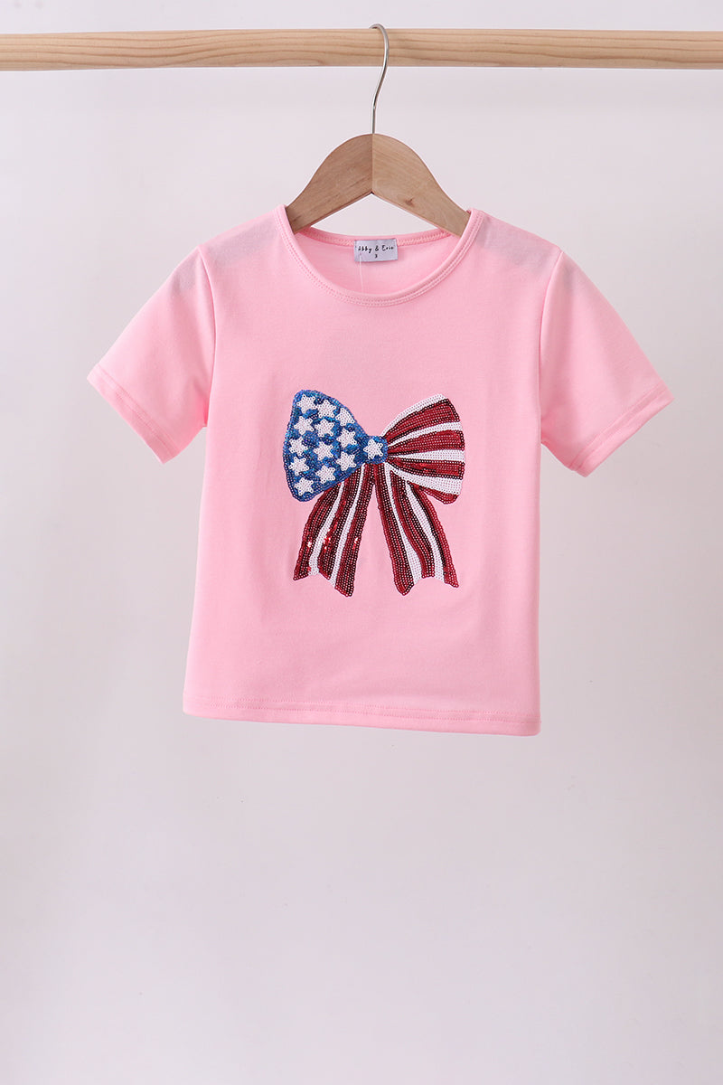 Top rosa con moño, lentejuelas, para mamá e hija