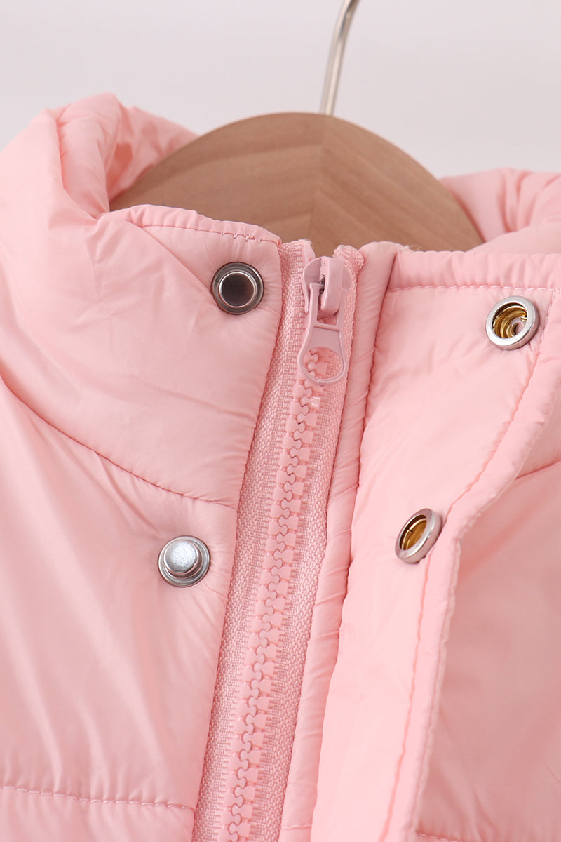 Chaleco acolchado rosa para mamá e hija