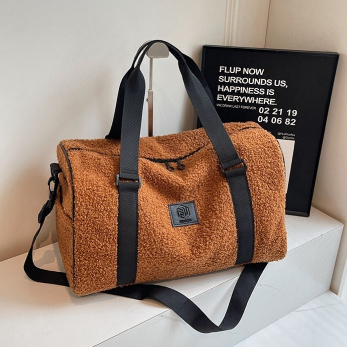 Bolso tote de hombro y cruzado de cordero grande, informal y portátil, para viajes, novedad de otoño e invierno