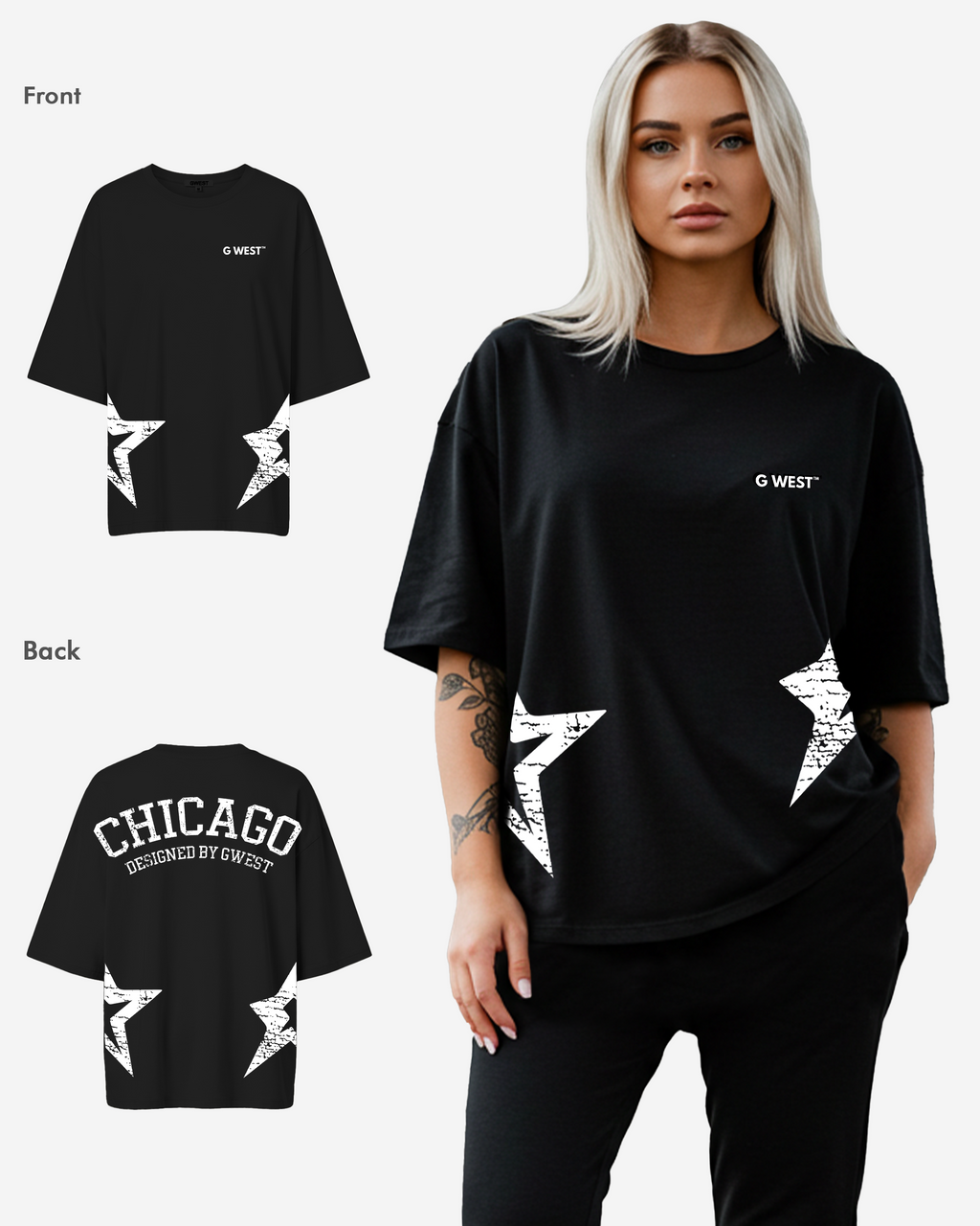 Camiseta extragrande con el logo de Chicago Arch para mujer G West