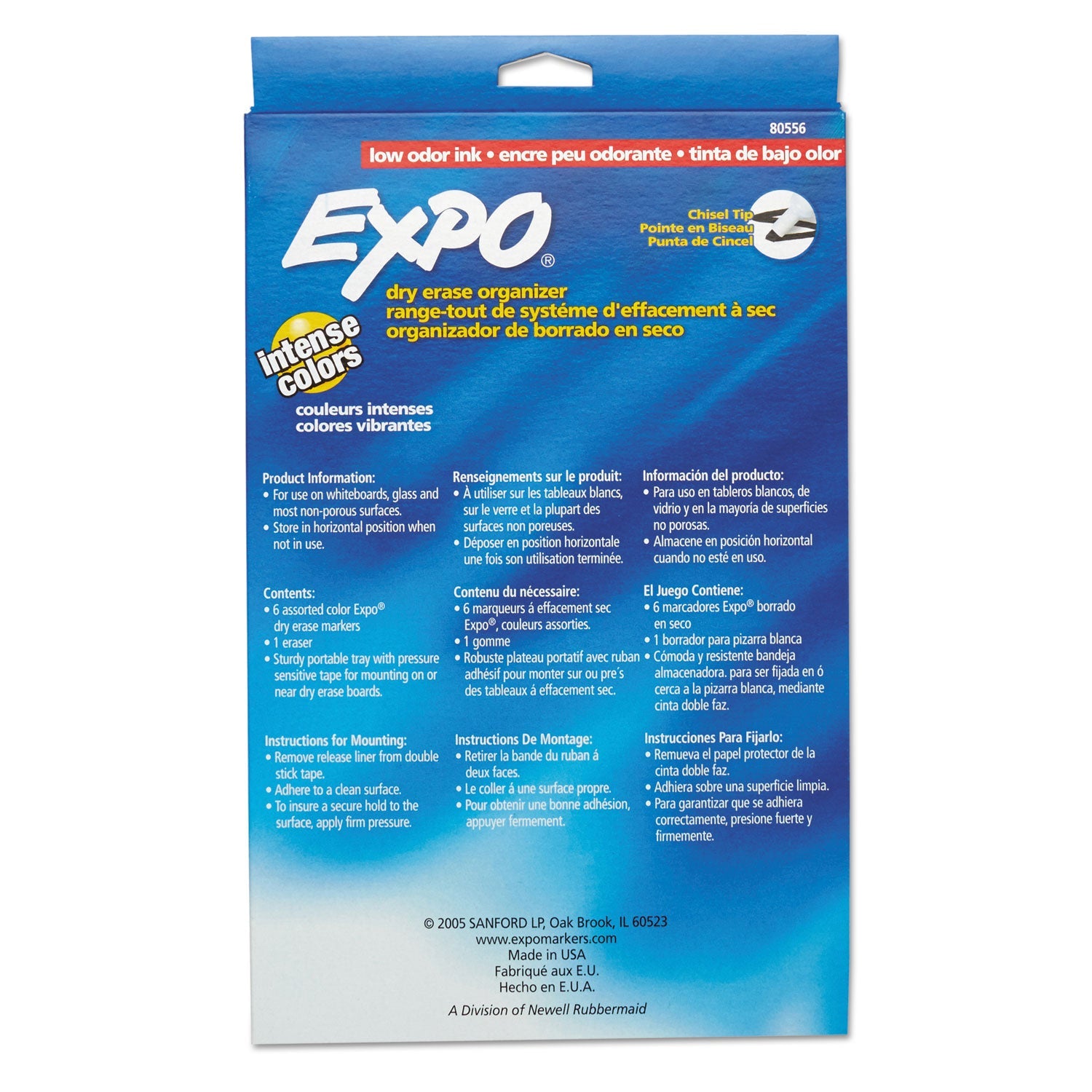 EXPO Low-Odor Dry Erase Marker and Organizer Kit, Broad Chisel Tip, Assorted Colors, 6/Set