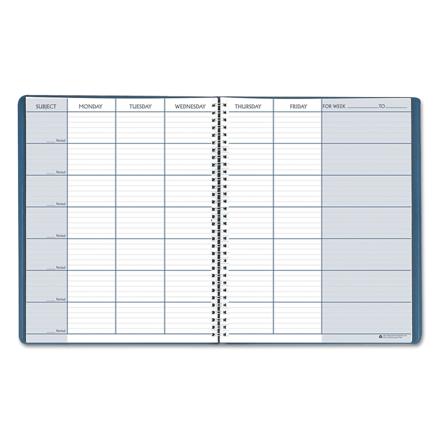 House of Doolittle Recycled Teacher's Planner, Weekly, Two-Page Spread (Seven Classes), 11 x 8.5, Blue Cover