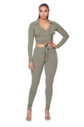 V-neck Wrap Around 2 pc Set