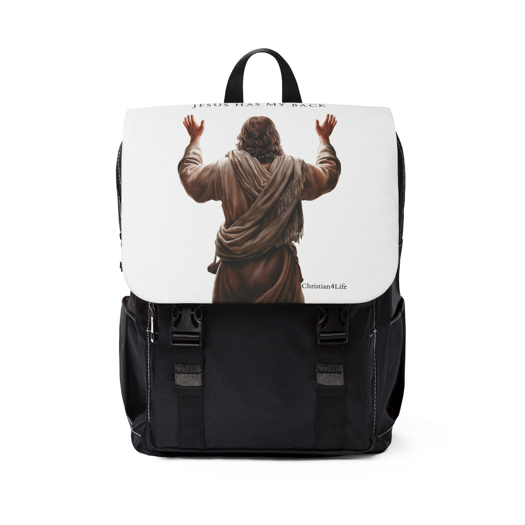 "Jesus Has My Back" Unisex Casual Shoulder Backpack, Backpack-Purse (white )