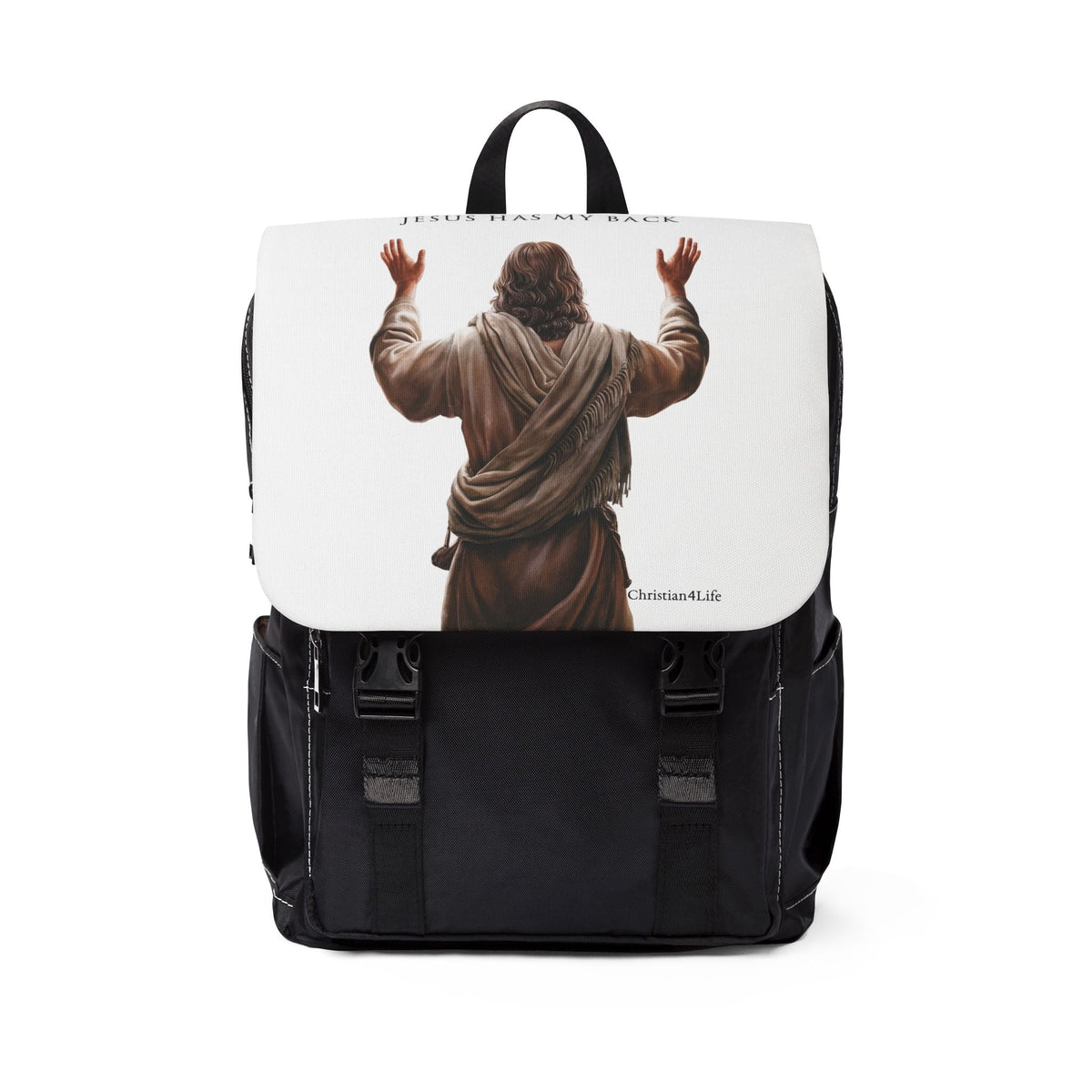 "Jesus Has My Back" Unisex Casual Shoulder Backpack, Backpack-Purse (white )