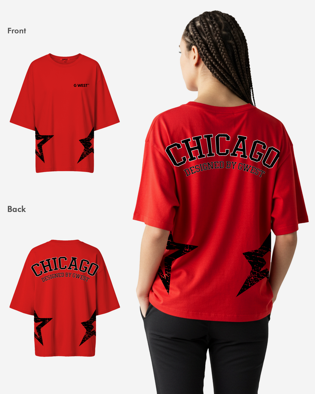 Camiseta extragrande con el logo de Chicago Arch para mujer G West