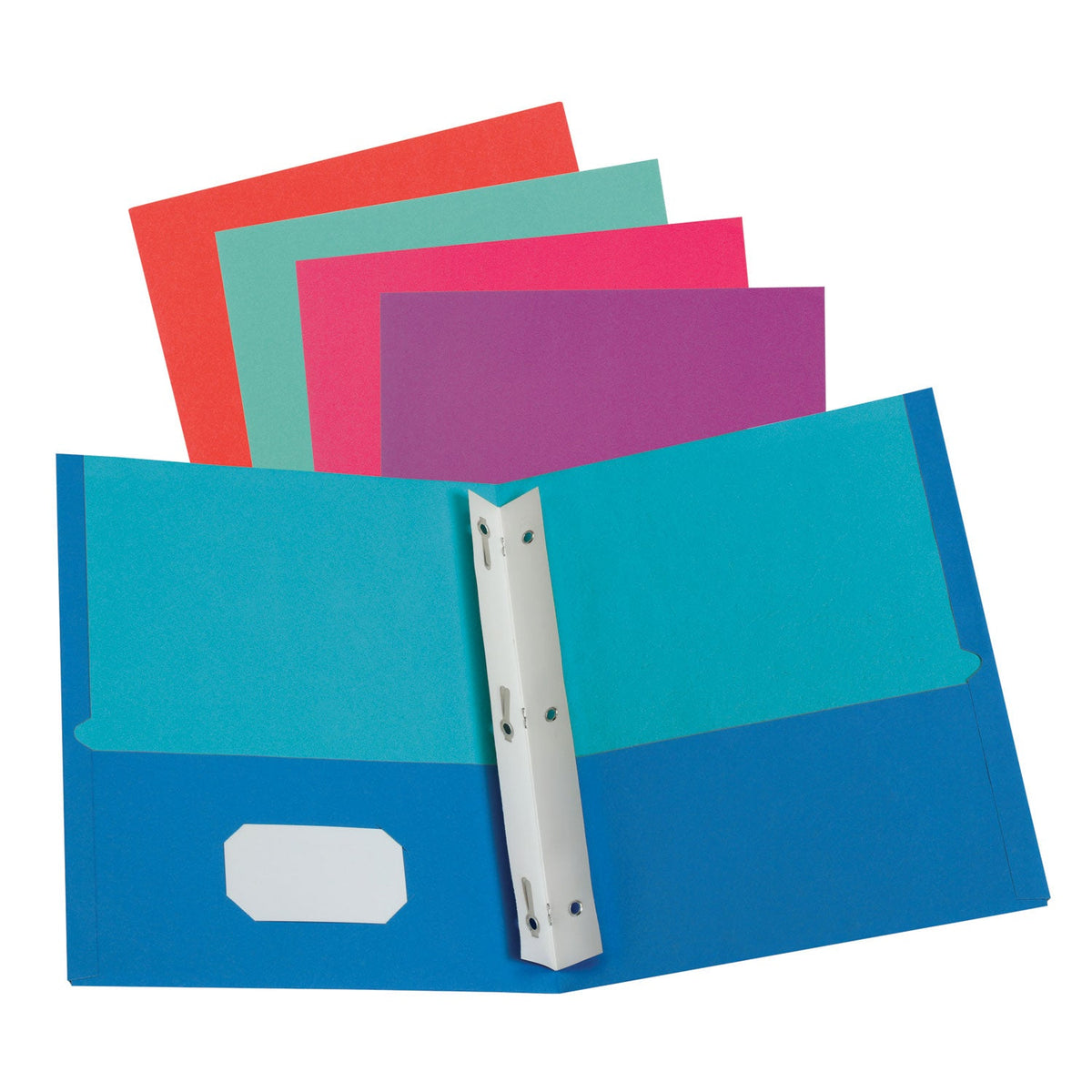 Oxford Twisted Twin Smooth Pocket Folder w/Fasteners, 100-Sheet Capacity, 11 x 8.5, Assorted Solid Colors, 10/Pack