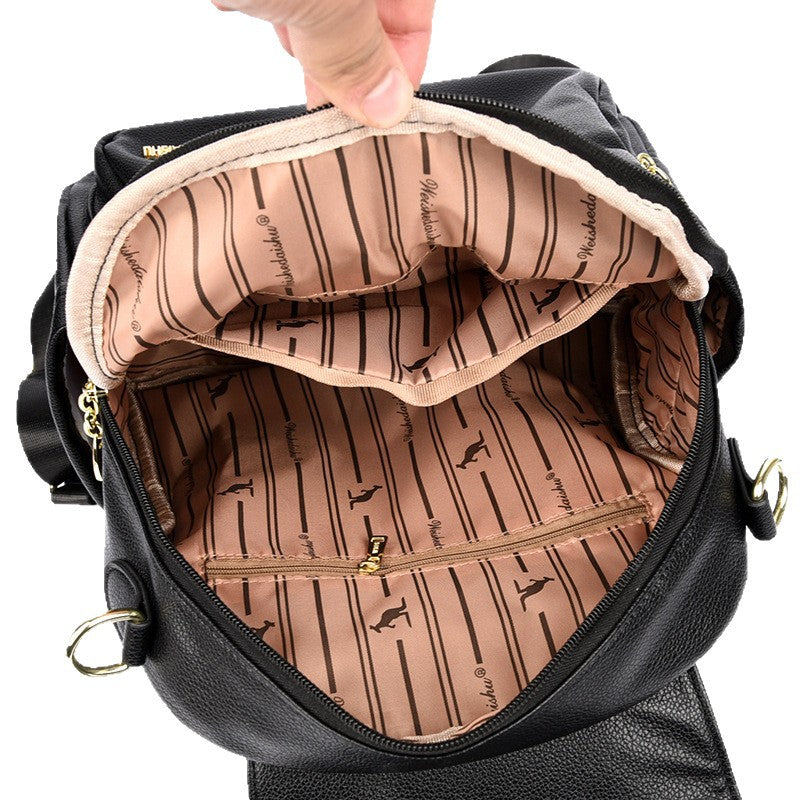 Mochila de viaje de piel auténtica con colgante de alto valor para estudiantes