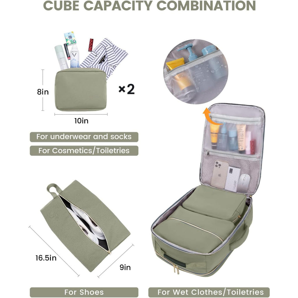 Juego de equipaje de mano para viajes con 3 bolsas organizadoras