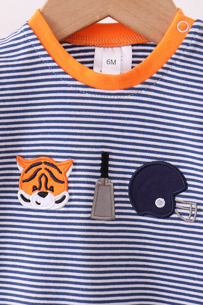 Mameluco de tigre a rayas azul y castaño de primera calidad