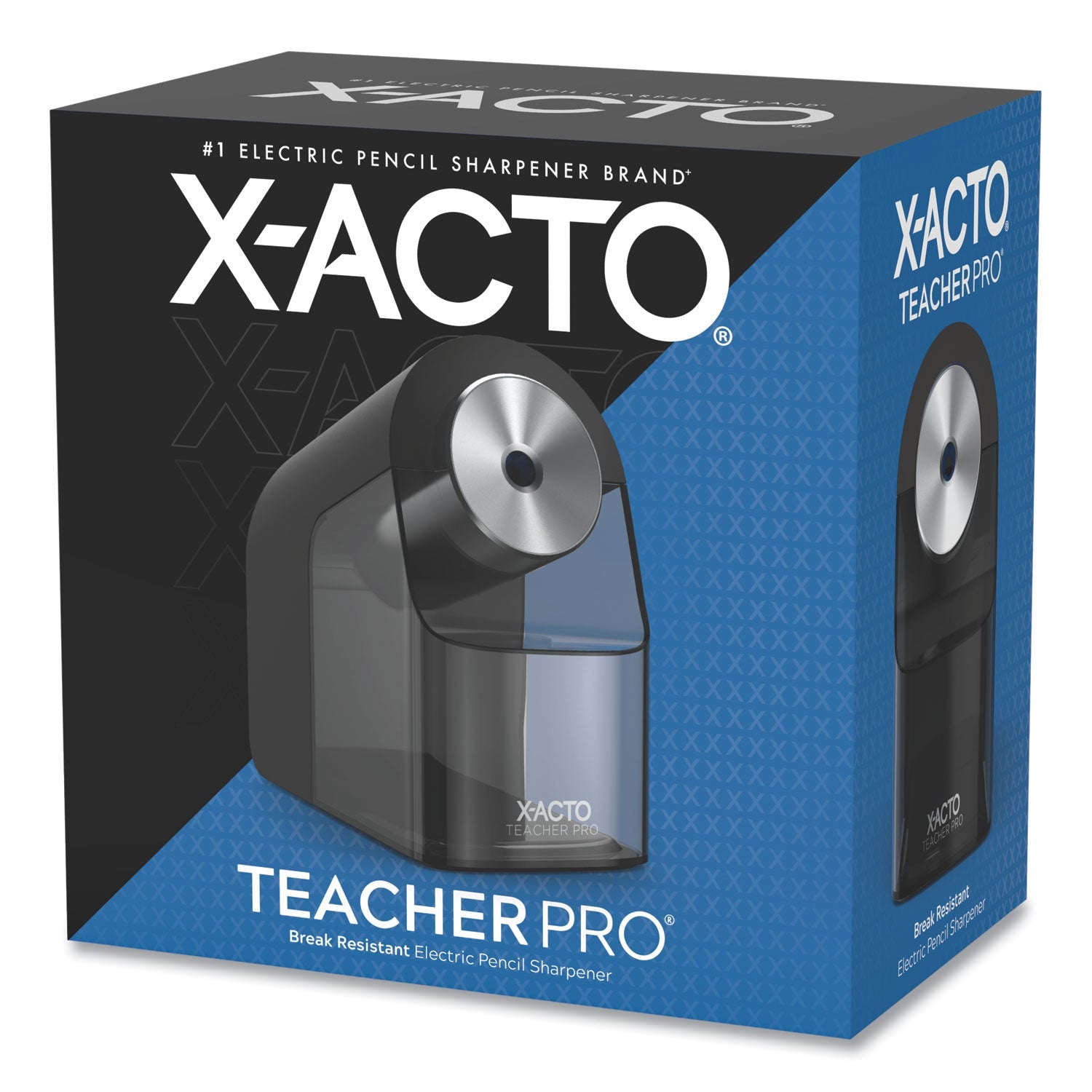 X-ACTO Model 1675 TeacherPro Classroom Electric Pencil Sharpener, AC-Powered, 4 x 7.5 x 8, Black/Silver/Smoke