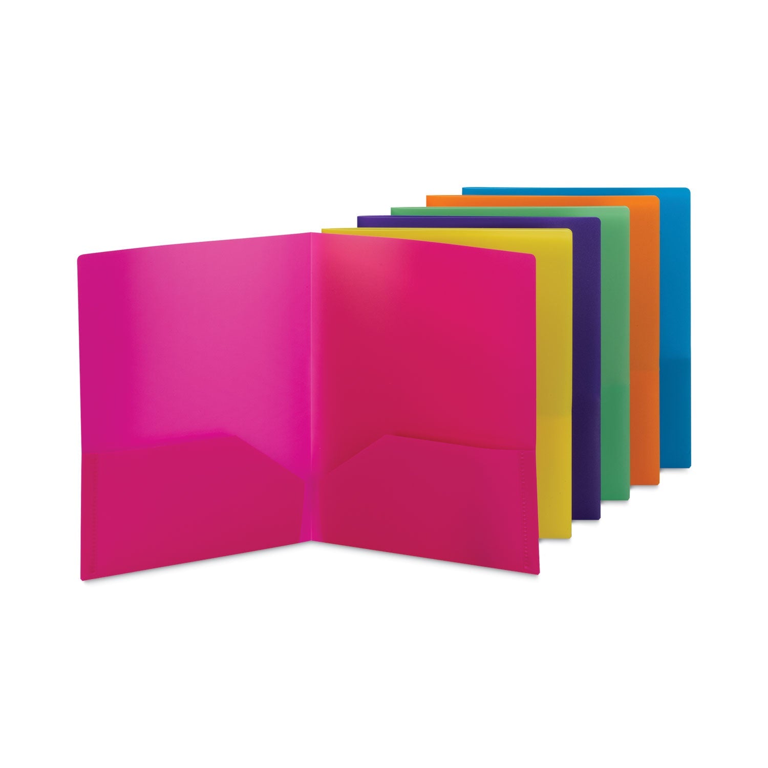 Smead Poly Two-Pocket Folders, 100-Sheet Capacity, 11 x 8.5, Assorted, 6/Pack