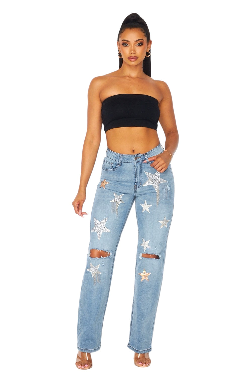 Vaqueros Denim Star con rodillas expuestas