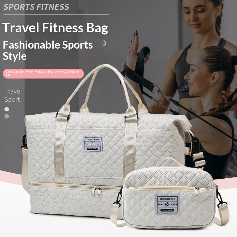 Bolso bandolera de viaje acolchado bordado con asa de hilo y gran capacidad