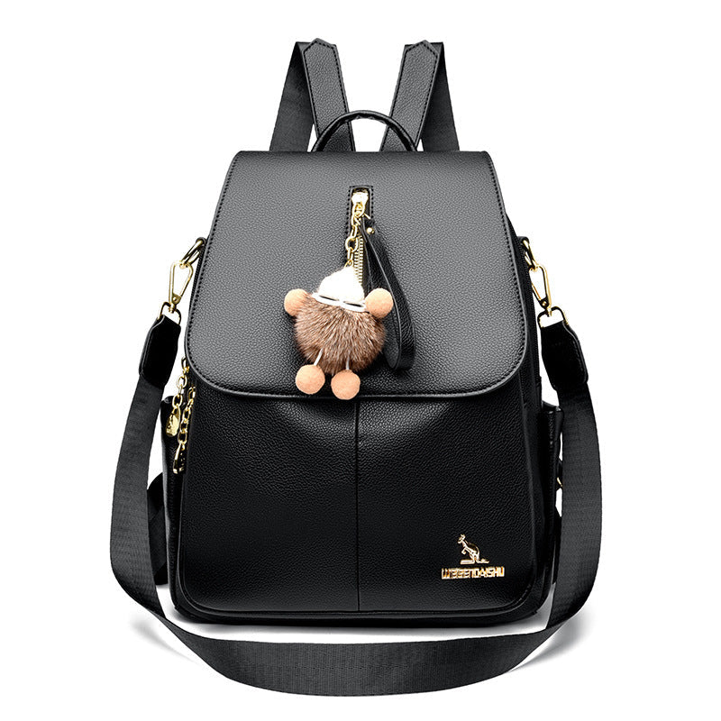 Mochila de viaje de piel auténtica con colgante de alto valor para estudiantes