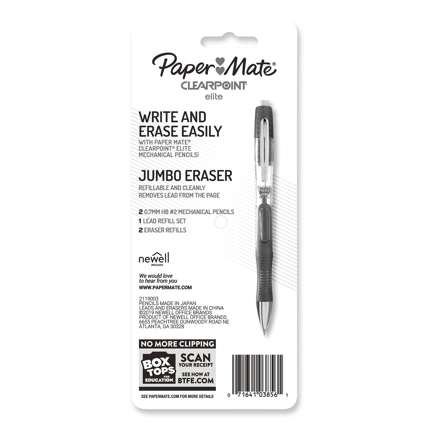 Paper Mate Clearpoint Elite Mechanical Pencils, 0.7 mm, HB (#2), Black Lead, Blue and Green Barrels, 2/Pack