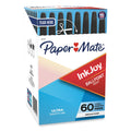 Paper Mate InkJoy 50ST Ballpoint Pen, Stick, Medium 1 mm, Black Ink, White/Black Barrel, 60/Pack