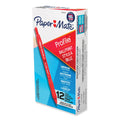 Paper Mate Profile Ballpoint Pen, Retractable, Medium 1 mm, Red Ink, Translucent Red Barrel, Dozen