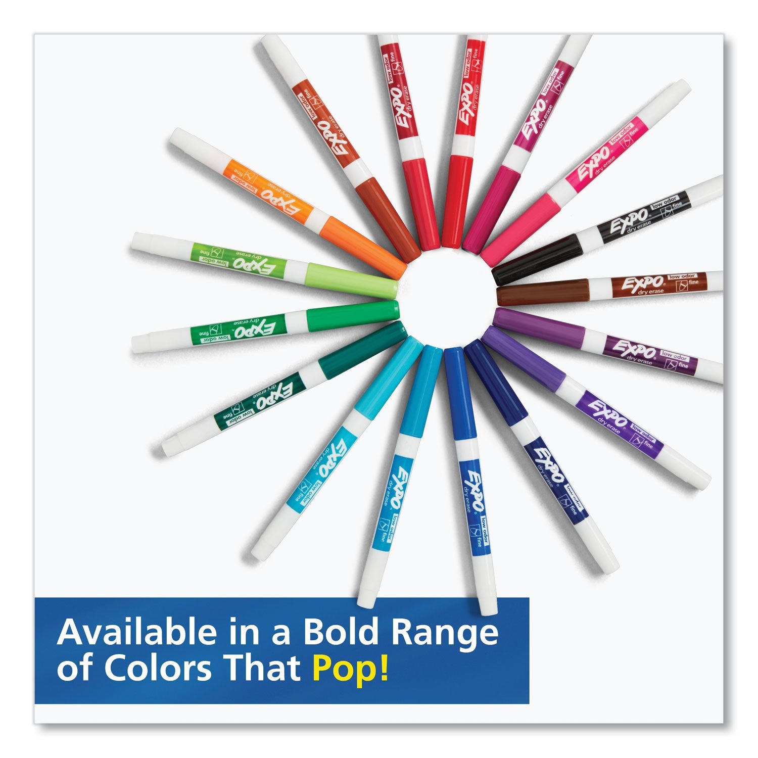 EXPO Dry Erase Marker, Eraser and Cleaner Kit, Fine Bullet Tip, Assorted Colors, 5/Set