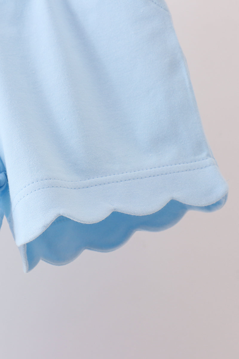 Conjunto de pantalón corto festoneado azul