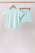 Conjunto de pantalón corto festoneado menta