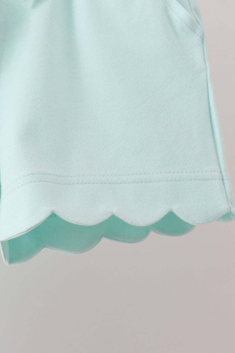 Conjunto de pantalón corto festoneado menta
