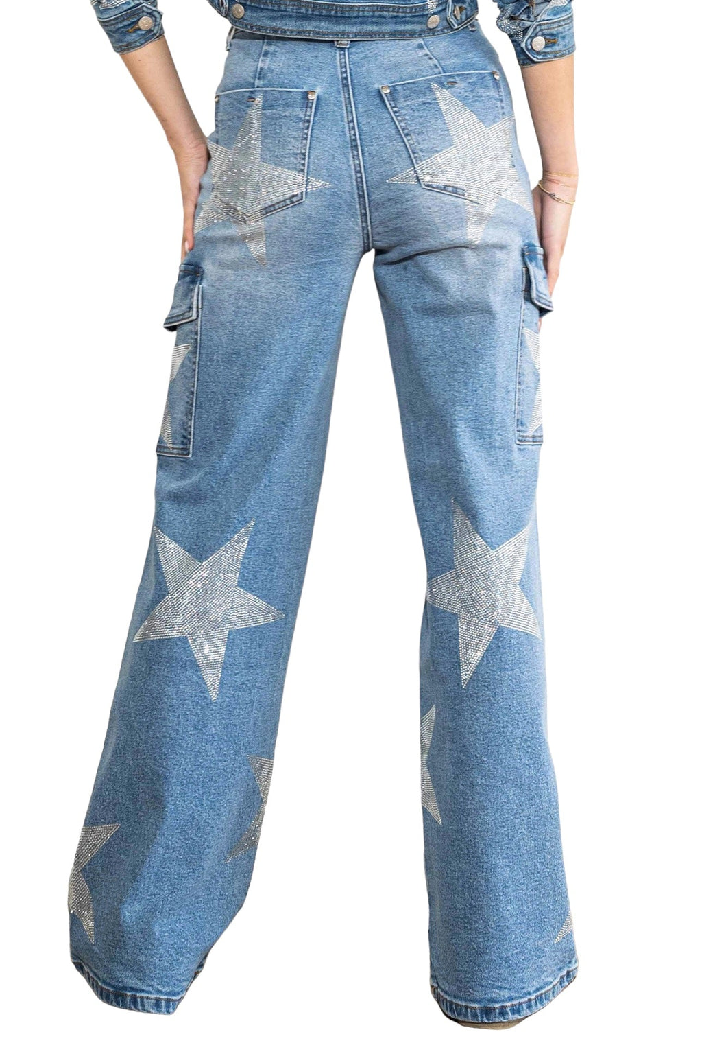 Jeans Cargo "Stars Born" con Pedrería