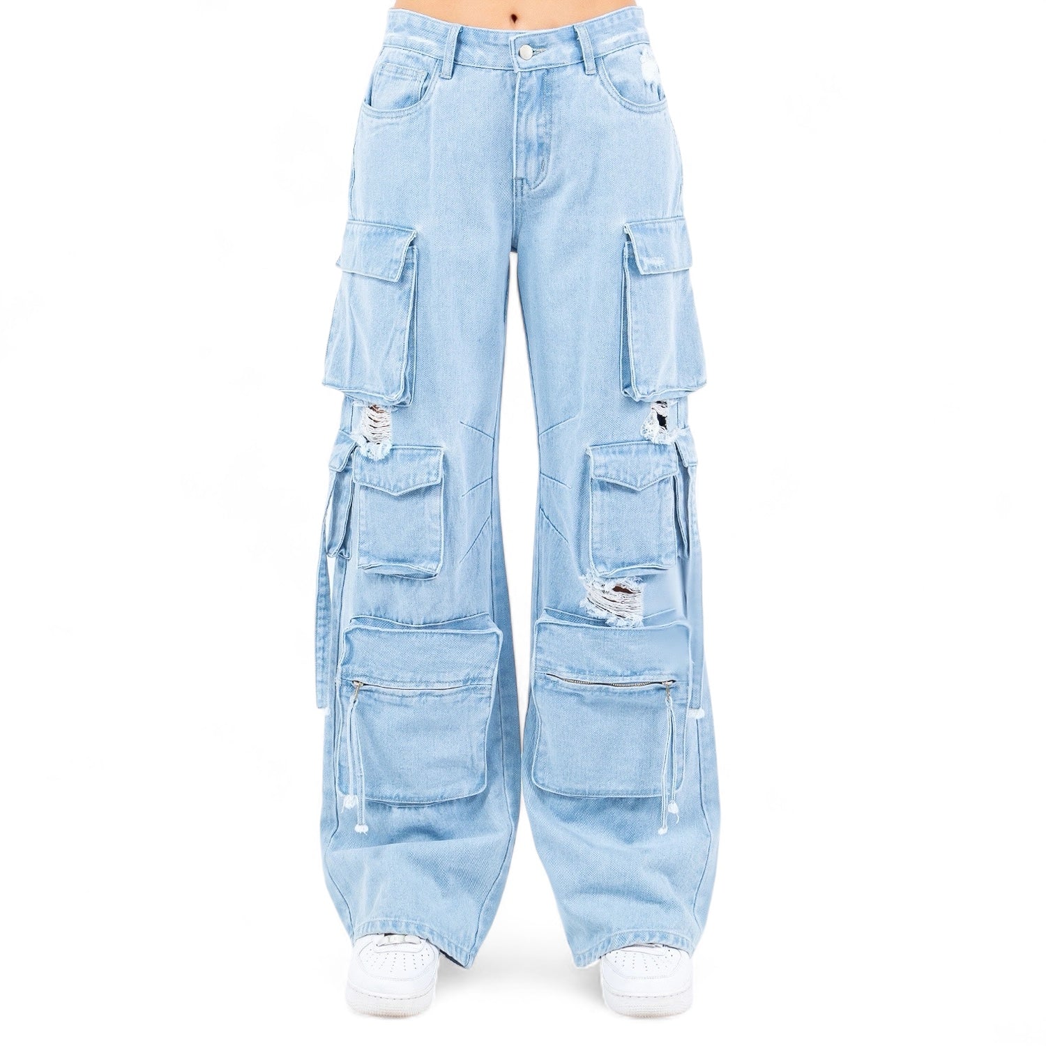 Multiple Pockets Parachute Denim PANTS-RJH30633