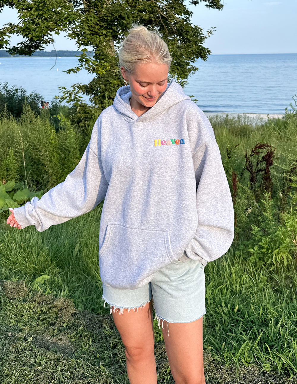 Sudadera con capucha unisex Heaven Heather Grey
